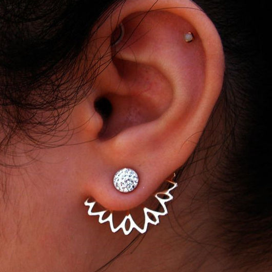 Aretes de Loto con Diamantes Incrustados - Image 2