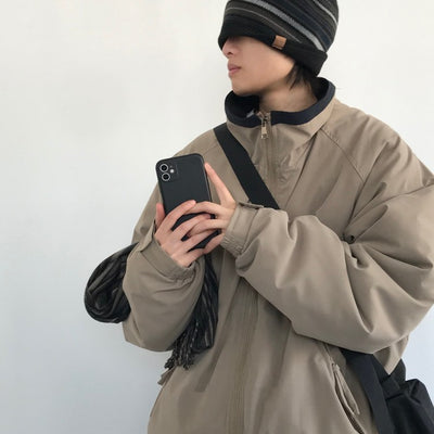 Abrigo Acolchado Retro Japonés con Cuello Alto para Hombre - Image 10