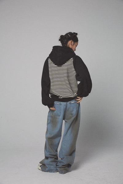 Sudadera con Capucha Falsa Dos Piezas Bordada Oversize - Image 10