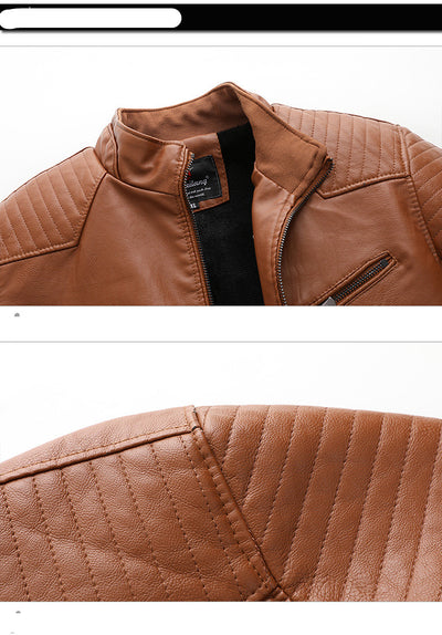 Chaqueta de Cuero PU con Forro de Terciopelo para Hombre Talla Grande - Image 4