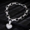 Micro Inlaid Heart-Shaped Necklace And Bracelet Set Plateado bracelet