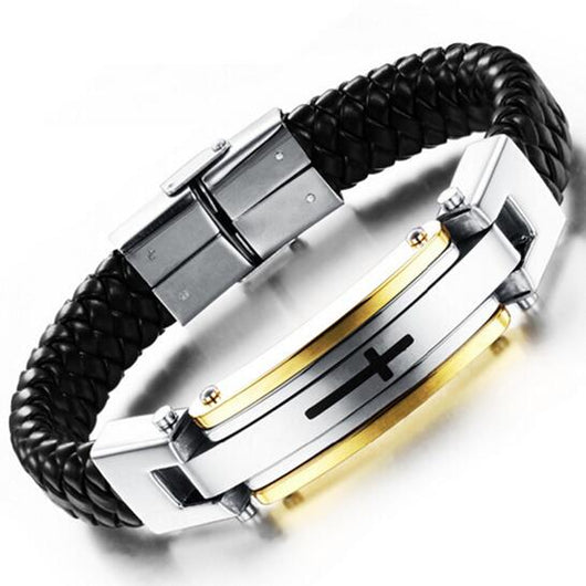 Pulsera de Acero Inoxidable con Cruz