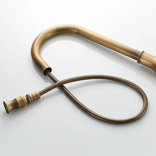 Grifo de Cocina Retráctil Estilo Europeo Antiguo con Cuenca de Cobre - Image 24
