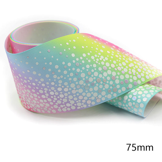 Moño Trenzado Luminoso 75mm con Cinta Arcoíris Brillante - Image 26