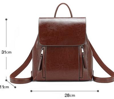 Mochila de Cuero Genuino con Acabado Encerado - Bolso Versátil para Mujer - Image 6