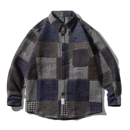Camisa Cuadros Hombre Suelta Contraste de Colores - Image 12
