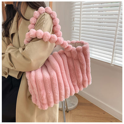 Bolso de Hombro Amplio con Capacidad Grande y Diseño Moderno en Peluche - Image 31