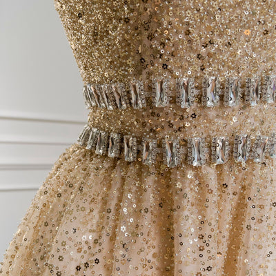 Vestido Largo de Lentejuelas y Gasa para Cena - Image 12