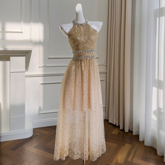 Vestido Largo de Lentejuelas y Gasa para Cena - Image 17