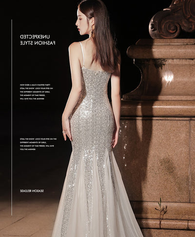 Vestido de Fiesta Cola de Pez en Plata - Image 10