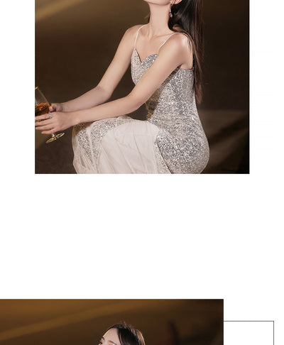 Vestido de Fiesta Cola de Pez en Plata - Image 11