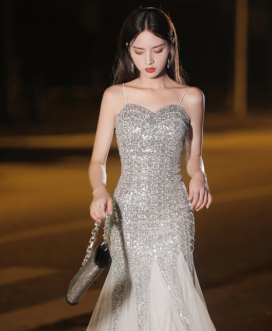 Vestido de Fiesta Cola de Pez en Plata - Image 14