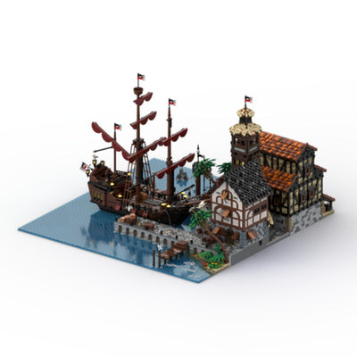 Juego de Construcción Modular Puerto Pirata con Barco y Terminal - Image 8