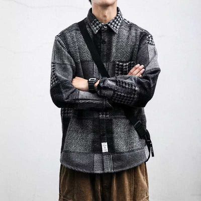 Camisa Cuadros Hombre Suelta Contraste de Colores - Image 18