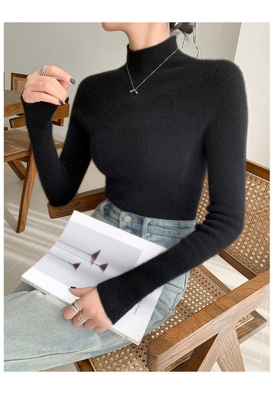 Polera Cuello Alto Cachemir Ajustada - Elegancia Minimalista para Otoño e Invierno - Image 22