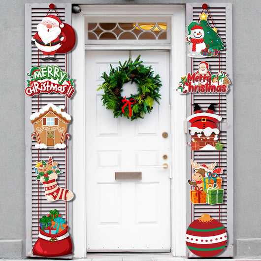 Set of 10 Christmas themed decorative cutouts including Santa, snowman, gingerbread house, reindeer, and gifts. - Image 12