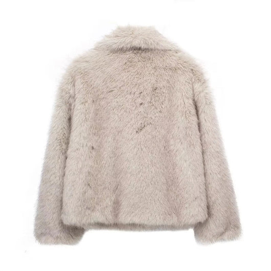 Cardigan Largo de Felpa Sintética con Solapa y Botones de Presión para Mujer - Image 18