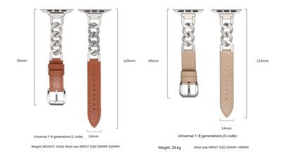 Correa Apple Watch Cuero y Acero Inoxidable con Cadena Denim - Image 13