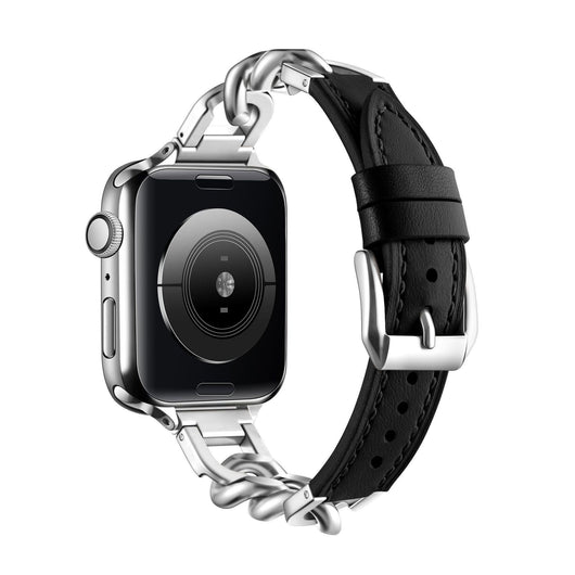 Correa Apple Watch Cuero y Acero Inoxidable con Cadena Denim - Image 15
