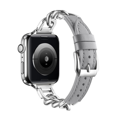 Correa Apple Watch Cuero y Acero Inoxidable con Cadena Denim - Image 20