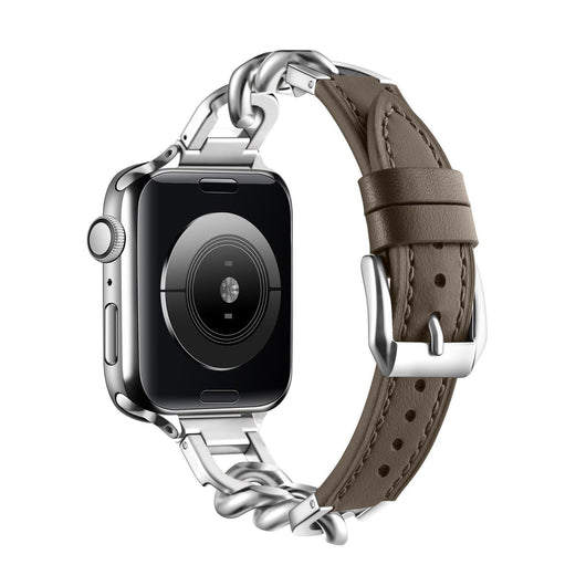 Correa Apple Watch Cuero y Acero Inoxidable con Cadena Denim - Image 22
