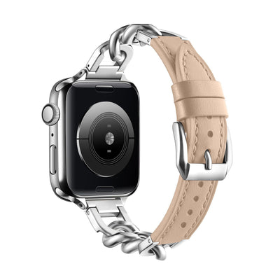 Correa Apple Watch Cuero y Acero Inoxidable con Cadena Denim - Image 24
