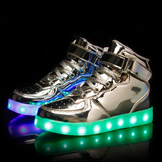 Zapatillas Deportivas Altas con Velcro Luminoso Recargables para Niños