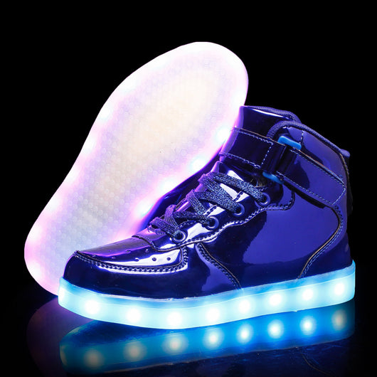 Zapatillas Deportivas Altas con Velcro Luminoso Recargables para Niños - Image 11