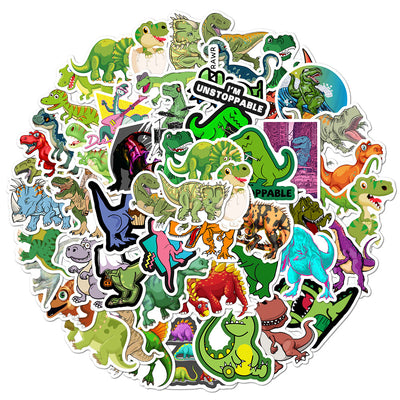 A large collection of cute cartoon animal stickers, including a monkey, pig, shark, penguin, elephant, and more, arranged in a circle. - Image 35
