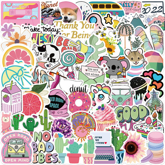 A large collection of cute cartoon animal stickers, including a monkey, pig, shark, penguin, elephant, and more, arranged in a circle. - Image 2