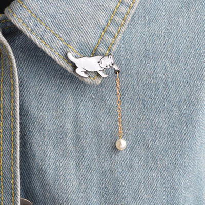 Broche de Gatito Anime con Perla - Accesorio de Moda Kawaii