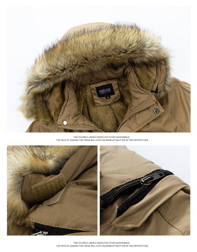 Parka de Invierno para Hombre Acolchada con Capucha y Cuello de Piel - Image 14
