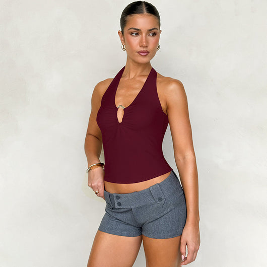 Top Crop Halter Escotado Ajustado Sexy - Image 19