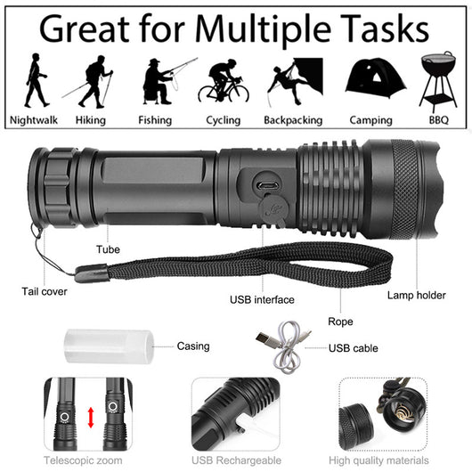 Linterna LED Zoom P50 con Carga USB - Image 40