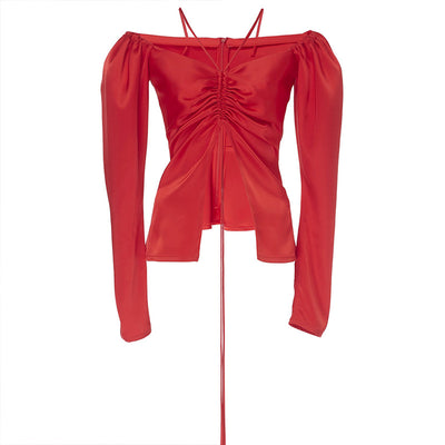 Conjunto Rojo Asimétrico de Dos Piezas con Manga Larga - Image 7