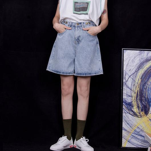 Shorts de Mezclilla Holgados Cintura Alta para Mujer - Estilo Chic Verano