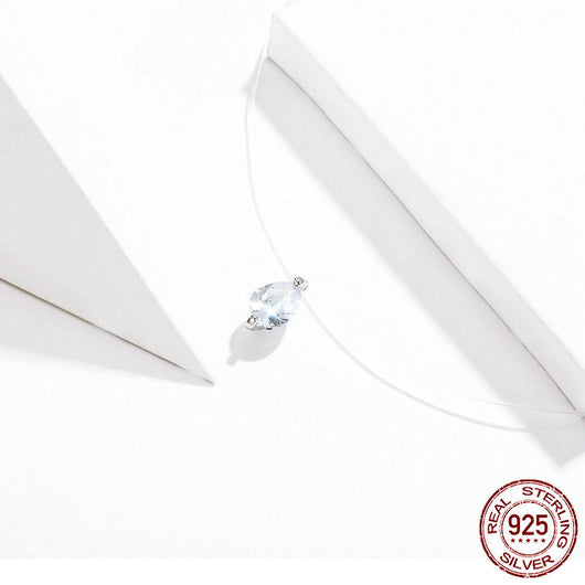 Collar Colgante de Moda Minimalista Línea de Pesca Plateada - Image 3
