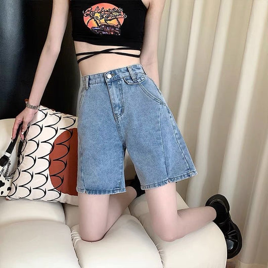 Shorts de Mezclilla Talle Alto Estilo Coreano Talla Grande para Mujeres - Image 7