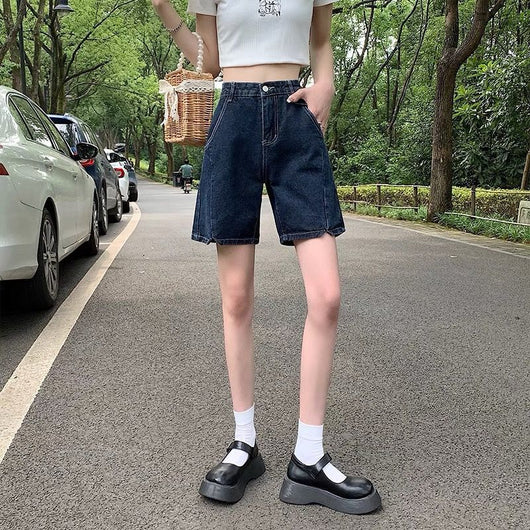 Shorts de Mezclilla Talle Alto Estilo Coreano Talla Grande para Mujeres - Image 13