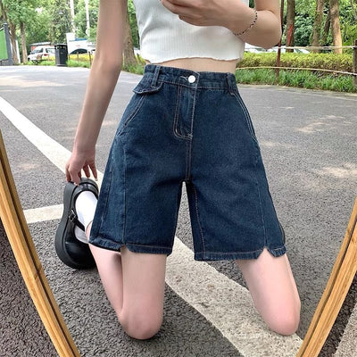 Shorts de Mezclilla Talle Alto Estilo Coreano Talla Grande para Mujeres - Image 14