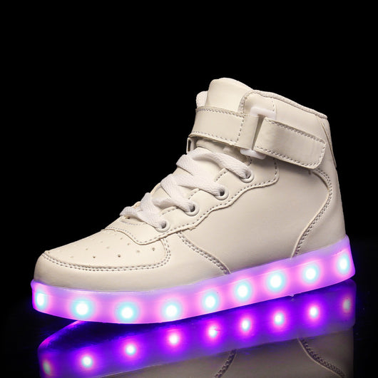 Zapatillas Deportivas Altas con Velcro Luminoso Recargables para Niños - Image 22