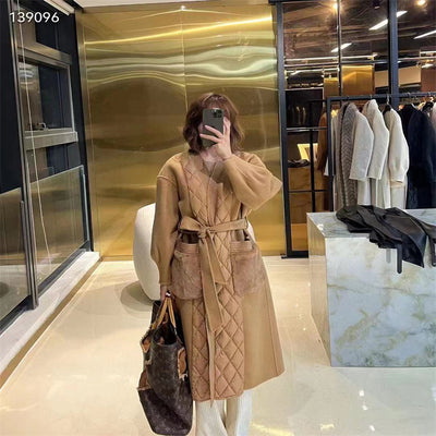 Abrigo de Plumón de Ganso Blanco con Cashmere para Mujer - Largo Medio - Image 15