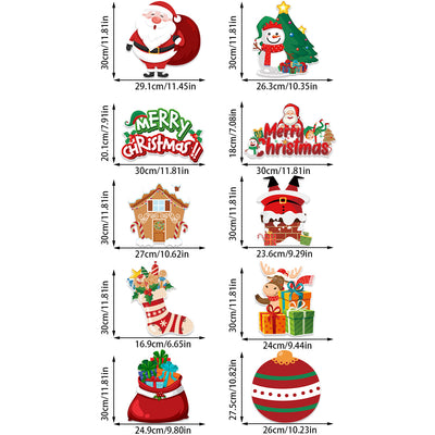 Set of 10 Christmas themed decorative cutouts including Santa, snowman, gingerbread house, reindeer, and gifts. - Image 14