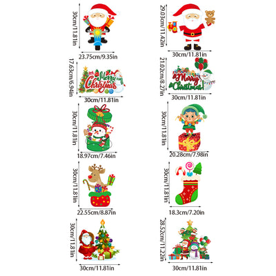 Set of 10 Christmas themed decorative cutouts including Santa, snowman, gingerbread house, reindeer, and gifts. - Image 16