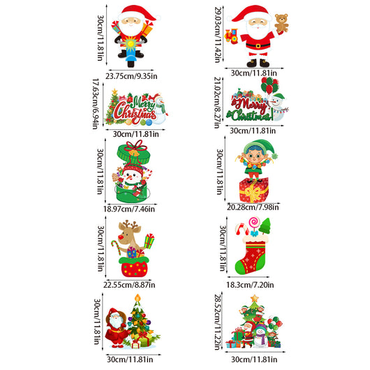 Set of 10 Christmas themed decorative cutouts including Santa, snowman, gingerbread house, reindeer, and gifts. - Image 16