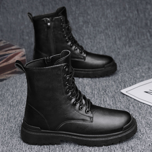 Botas de Trabajo Retro Plataforma Alta en Cuero - Estilo Británico Ciclista - Image 12