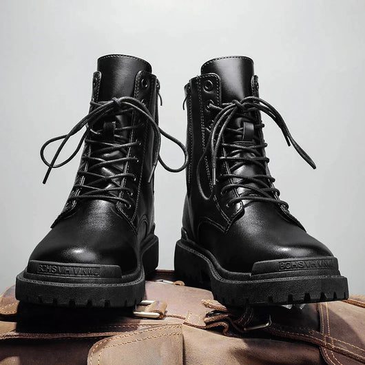 Botas de Trabajo Retro Plataforma Alta en Cuero - Estilo Británico Ciclista - Image 15