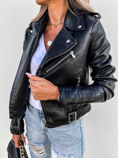 Chaqueta de Cuero PU con Cierre de Cremallera - Image 10