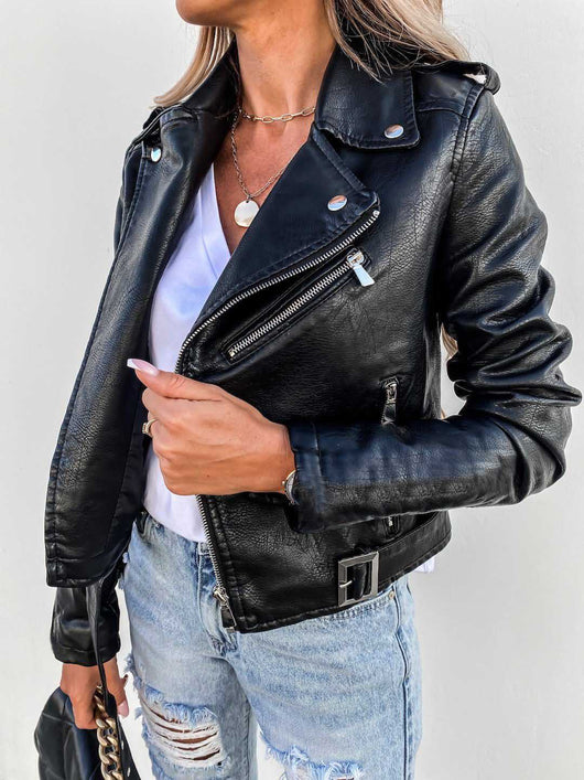 Chaqueta de Cuero PU con Cierre de Cremallera - Image 10