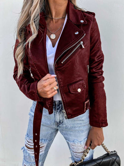 Chaqueta de Cuero PU con Cierre de Cremallera - Image 13